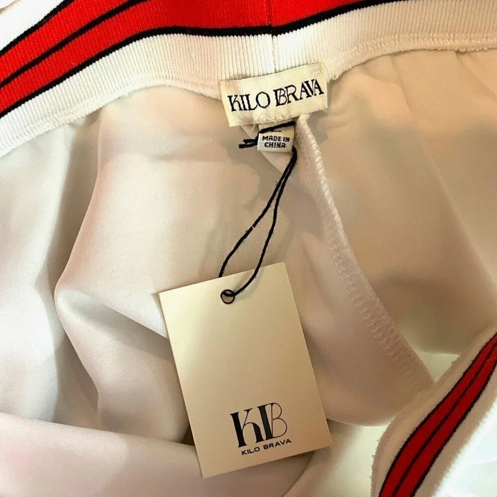 NWT Kilo Brava Size L Track Pants Lounge White Red Striped Waist Casual Womens - Picture 9 of 11